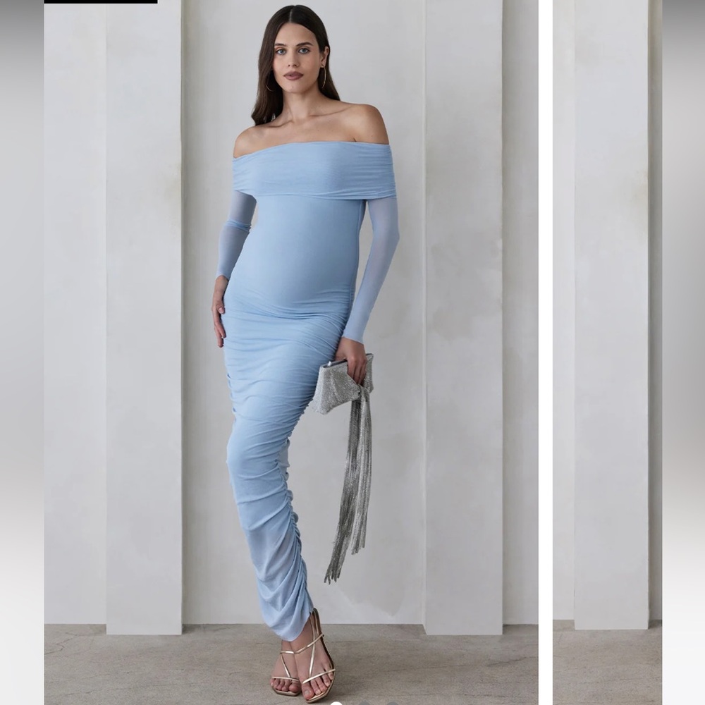 Elegant Off-Shoulder Blue Dress